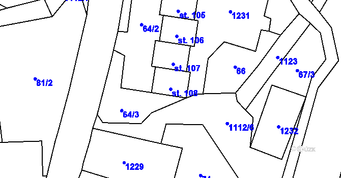 Parcela st. 108 v KÚ Stará Libavá, Katastrální mapa