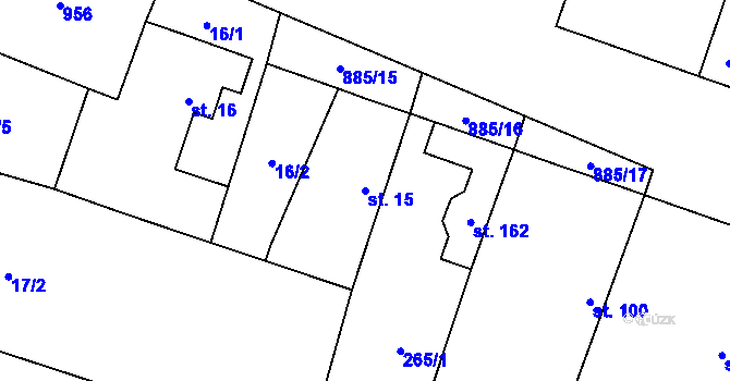 Parcela st. 15 v KÚ Stará Lysá, Katastrální mapa