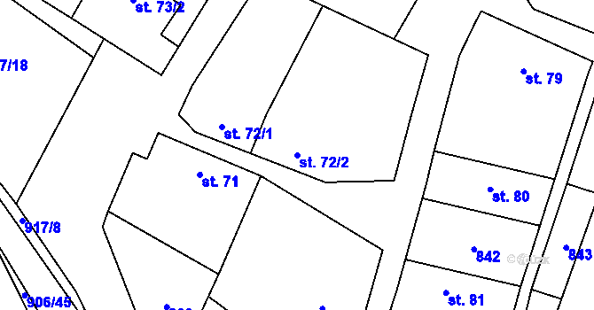Parcela st. 72/2 v KÚ Stará Lysá, Katastrální mapa