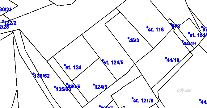 Parcela st. 121 v KÚ Stará Lysá, Katastrální mapa