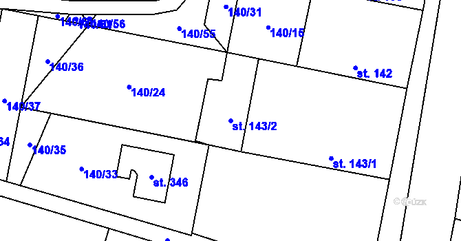 Parcela st. 143/2 v KÚ Stará Lysá, Katastrální mapa