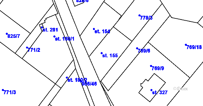 Parcela st. 155 v KÚ Stará Lysá, Katastrální mapa