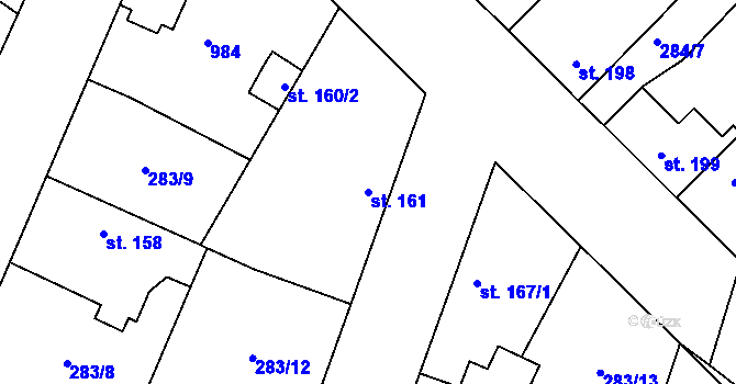 Parcela st. 161 v KÚ Stará Lysá, Katastrální mapa