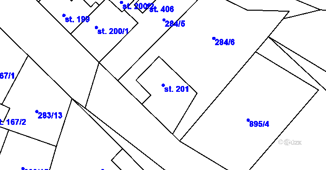 Parcela st. 201 v KÚ Stará Lysá, Katastrální mapa