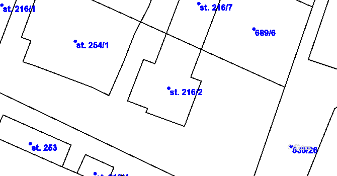 Parcela st. 216/2 v KÚ Stará Lysá, Katastrální mapa