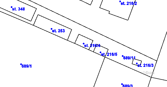 Parcela st. 216/4 v KÚ Stará Lysá, Katastrální mapa