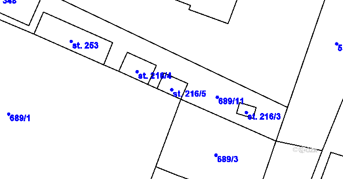 Parcela st. 216/5 v KÚ Stará Lysá, Katastrální mapa