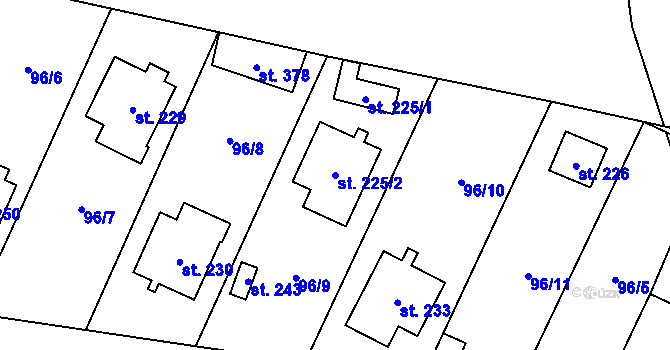 Parcela st. 225/2 v KÚ Stará Lysá, Katastrální mapa