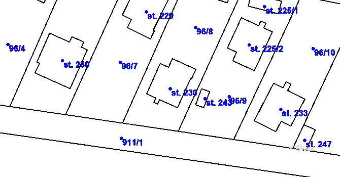 Parcela st. 230 v KÚ Stará Lysá, Katastrální mapa