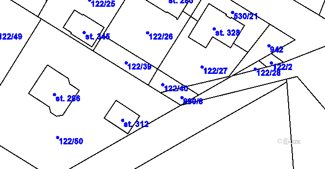 Parcela st. 122/40 v KÚ Stará Lysá, Katastrální mapa