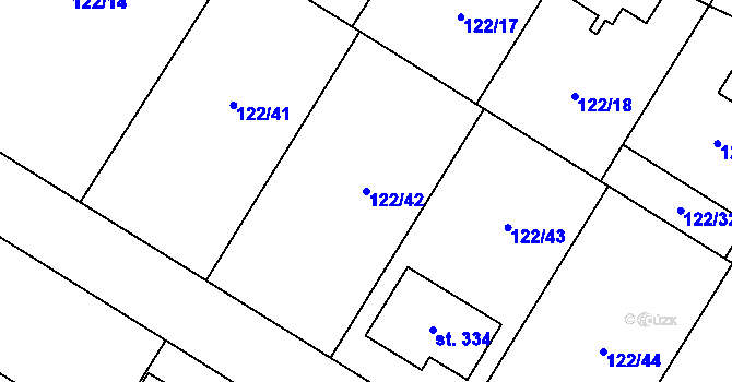 Parcela st. 122/42 v KÚ Stará Lysá, Katastrální mapa