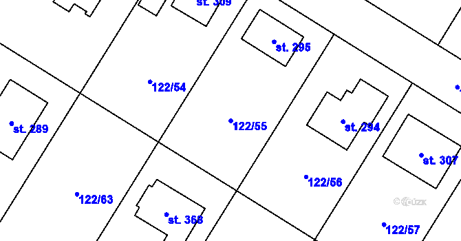 Parcela st. 122/55 v KÚ Stará Lysá, Katastrální mapa