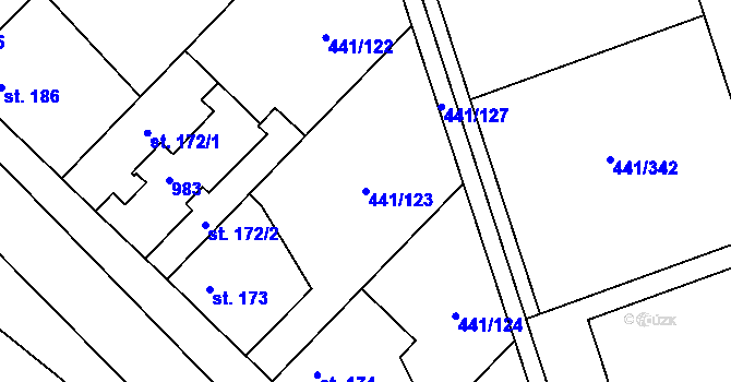 Parcela st. 441/123 v KÚ Stará Lysá, Katastrální mapa