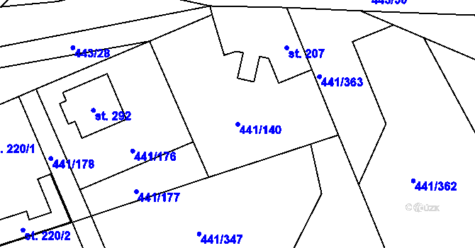 Parcela st. 441/140 v KÚ Stará Lysá, Katastrální mapa