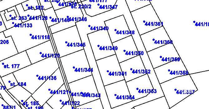 Parcela st. 441/179 v KÚ Stará Lysá, Katastrální mapa