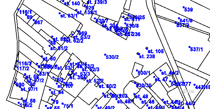 Parcela st. 530/2 v KÚ Stará Lysá, Katastrální mapa