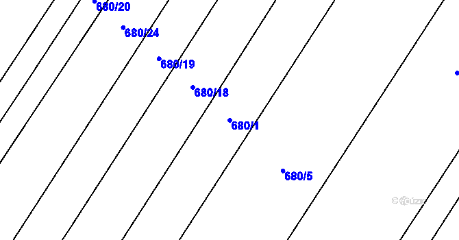Parcela st. 680/1 v KÚ Stará Lysá, Katastrální mapa
