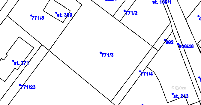 Parcela st. 771/3 v KÚ Stará Lysá, Katastrální mapa