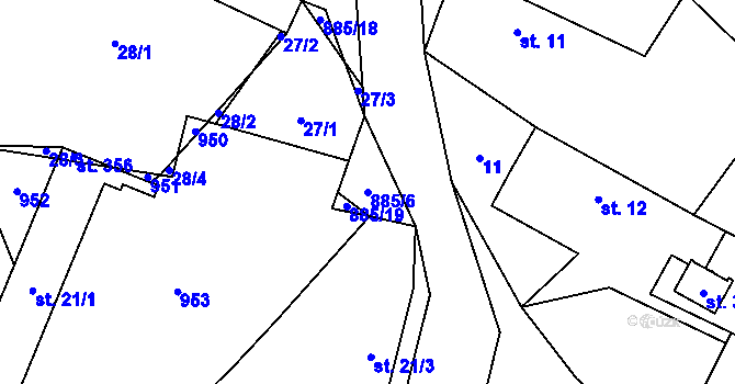 Parcela st. 885/6 v KÚ Stará Lysá, Katastrální mapa