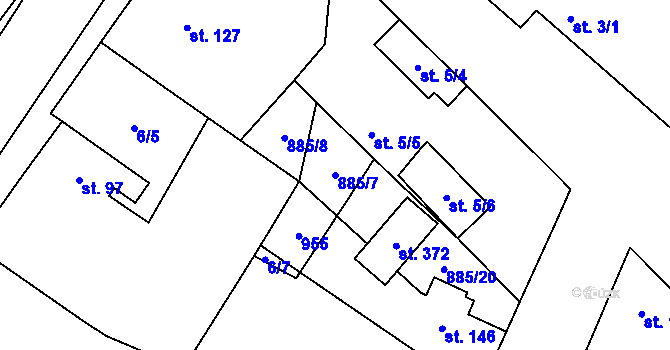 Parcela st. 885/7 v KÚ Stará Lysá, Katastrální mapa
