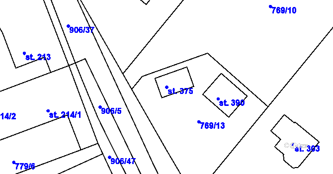 Parcela st. 375 v KÚ Stará Lysá, Katastrální mapa