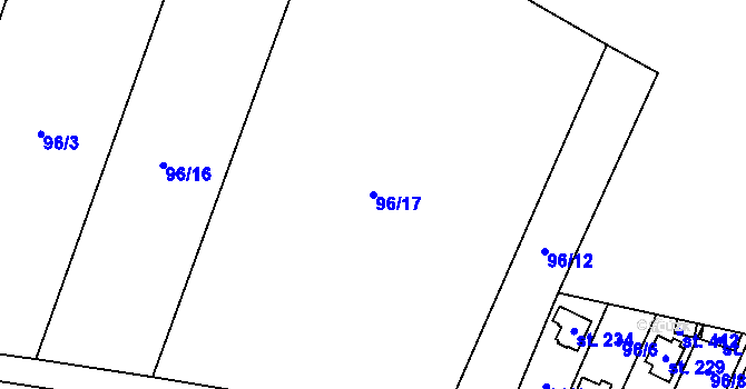 Parcela st. 96/17 v KÚ Stará Lysá, Katastrální mapa