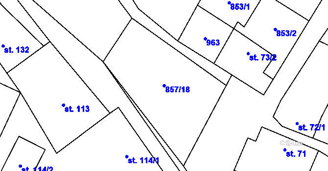 Parcela st. 857/18 v KÚ Stará Lysá, Katastrální mapa