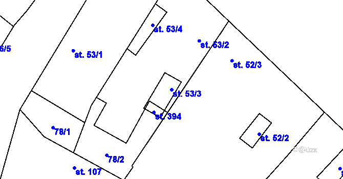 Parcela st. 53/3 v KÚ Stará Lysá, Katastrální mapa