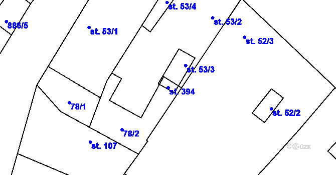Parcela st. 394 v KÚ Stará Lysá, Katastrální mapa