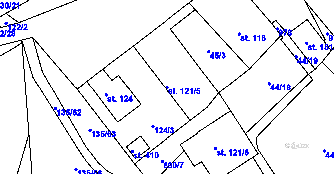 Parcela st. 121/5 v KÚ Stará Lysá, Katastrální mapa