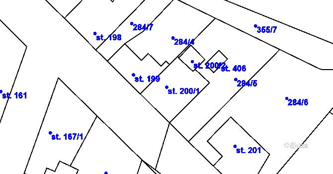 Parcela st. 200/1 v KÚ Stará Lysá, Katastrální mapa