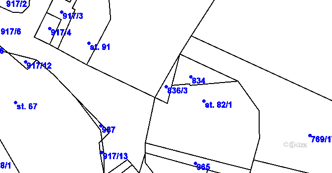 Parcela st. 836/3 v KÚ Stará Lysá, Katastrální mapa