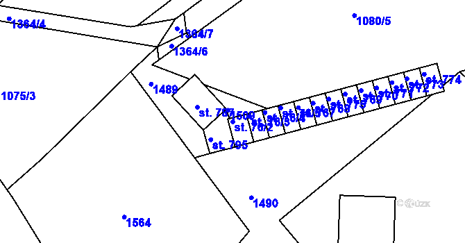 Parcela st. 76/2 v KÚ Stará Paka, Katastrální mapa