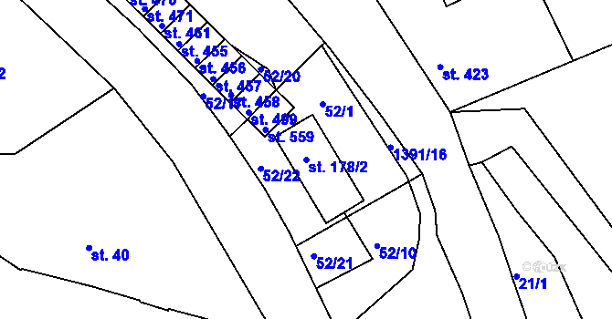 Parcela st. 178/2 v KÚ Stará Paka, Katastrální mapa