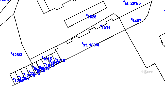 Parcela st. 189/4 v KÚ Stará Paka, Katastrální mapa