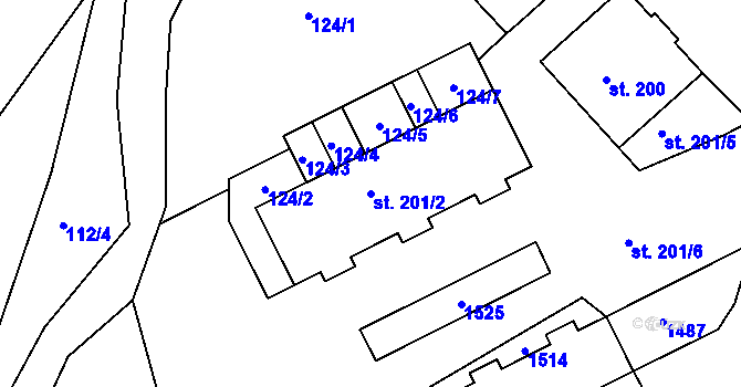 Parcela st. 201/2 v KÚ Stará Paka, Katastrální mapa