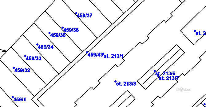 Parcela st. 213/1 v KÚ Stará Paka, Katastrální mapa