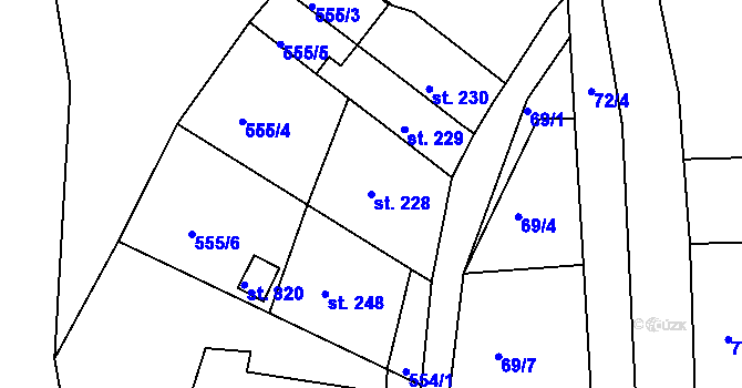 Parcela st. 228 v KÚ Stará Paka, Katastrální mapa