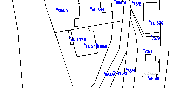 Parcela st. 249 v KÚ Stará Paka, Katastrální mapa