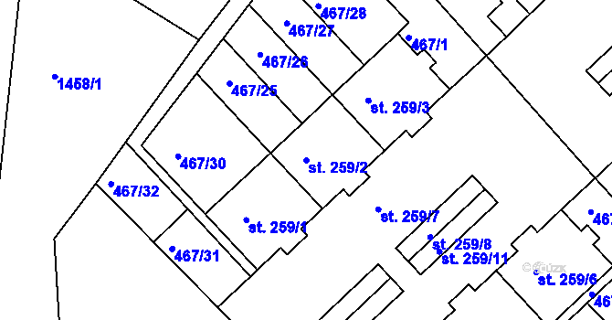 Parcela st. 259/2 v KÚ Stará Paka, Katastrální mapa