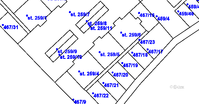 Parcela st. 259/5 v KÚ Stará Paka, Katastrální mapa