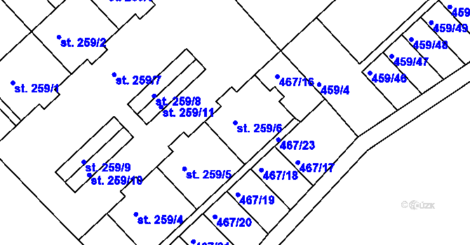 Parcela st. 259/6 v KÚ Stará Paka, Katastrální mapa