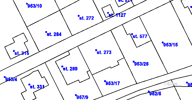 Parcela st. 273 v KÚ Stará Paka, Katastrální mapa