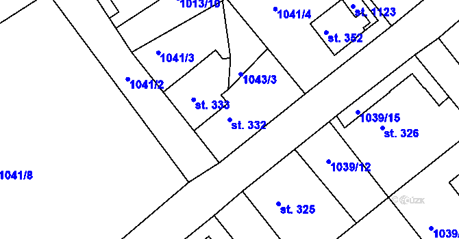 Parcela st. 332 v KÚ Stará Paka, Katastrální mapa