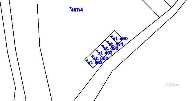 Parcela st. 493 v KÚ Stará Paka, Katastrální mapa