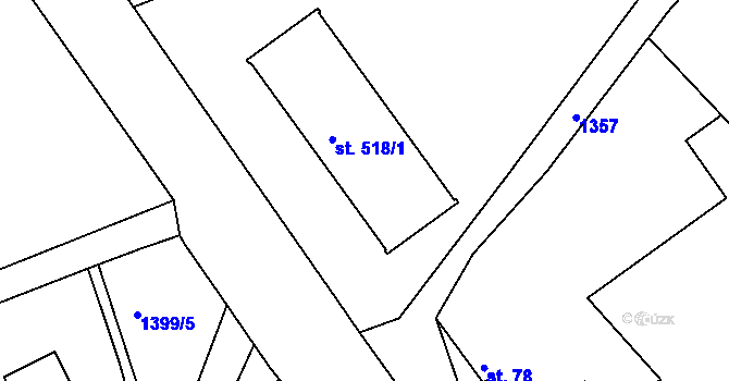 Parcela st. 518/2 v KÚ Stará Paka, Katastrální mapa