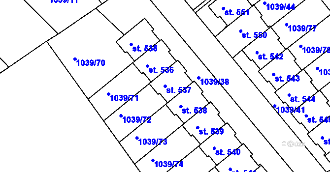 Parcela st. 537 v KÚ Stará Paka, Katastrální mapa
