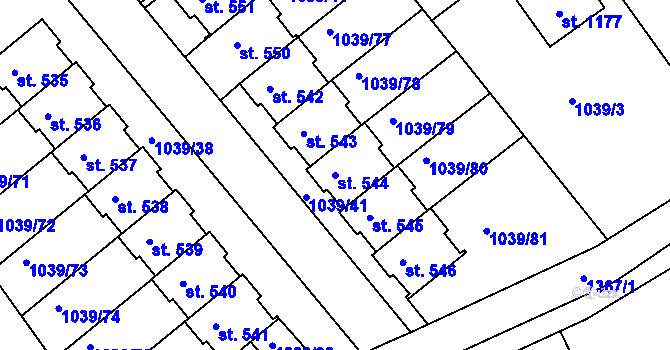 Parcela st. 544 v KÚ Stará Paka, Katastrální mapa