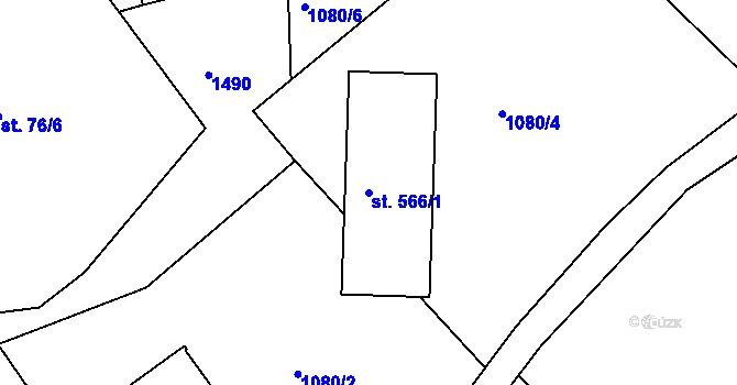 Parcela st. 566/1 v KÚ Stará Paka, Katastrální mapa