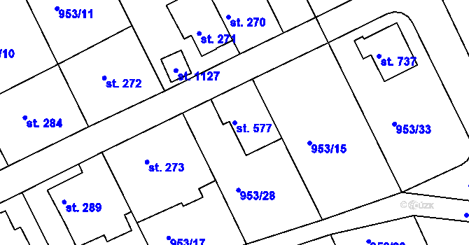 Parcela st. 577 v KÚ Stará Paka, Katastrální mapa